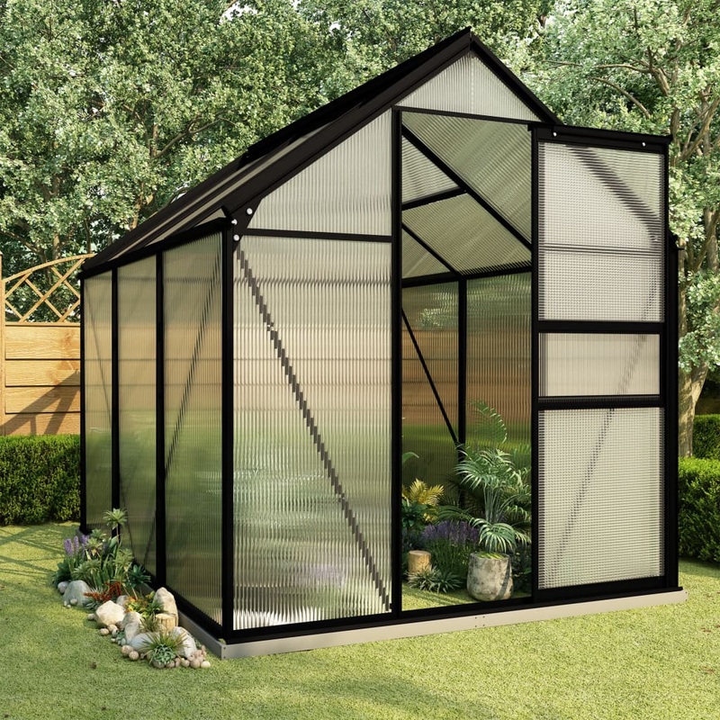 Berkfield Greenhouse with Base Frame Anthracite Aluminium 3.61 m__