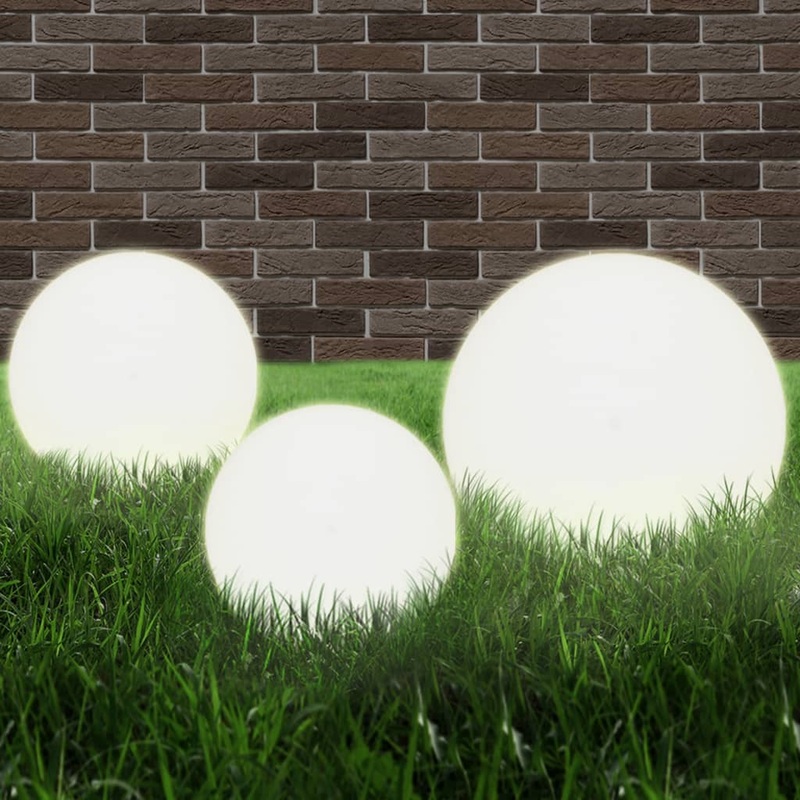 Berkfield LED Bowl Lamp Set 3 Pieces Spherical 20/30/40 cm PMMA