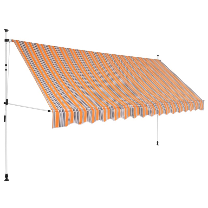 Berkfield Manual Retractable Awning 400 cm Yellow and Blue Stripes
