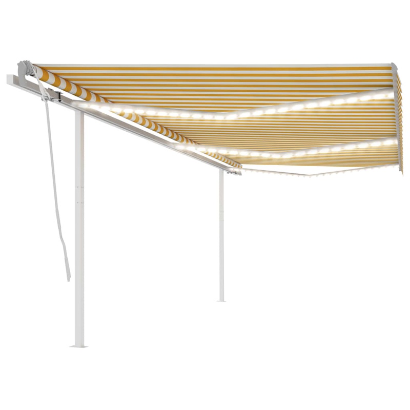 Berkfield Manual Retractable Awning with LED 6×3 m Yellow and White
