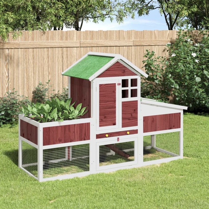 Berkfield Rabbit Hutch Mocha 170x63x113 cm Solid Wood Pine