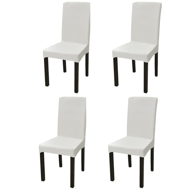 Berkfield Straight Stretchable Chair Cover 4 pcs Cream