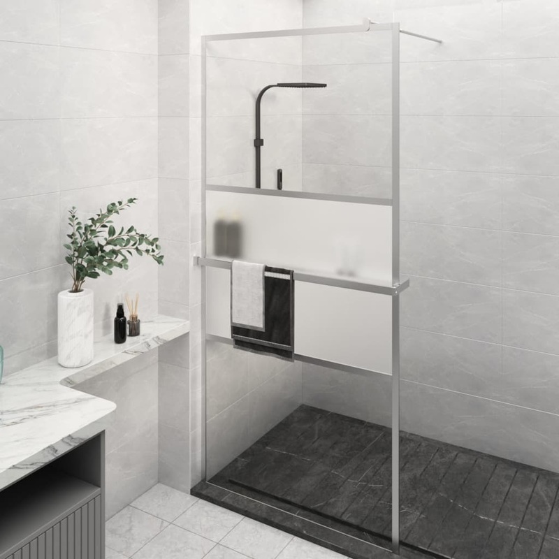 Berkfield Walk-in Shower Wall with Shelf Chrome 90×195 cm ESG Glass&Aluminium