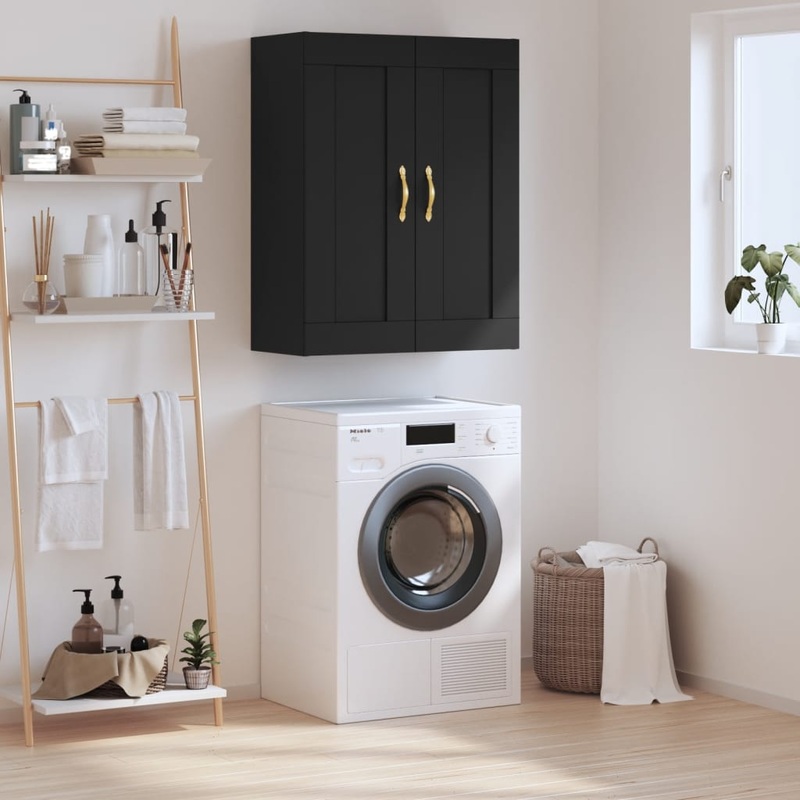Berkfield Wall Mounted Cabinet Black 69.5x34x90 cm Engineered Wood
