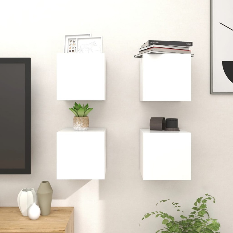 Berkfield Wall Mounted TV Cabinets 4 pcs White 30.5x30x30 cm