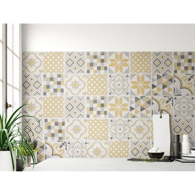 Grosfillex Wallcovering Tile Accent 9 pcs 15.4×120 cm Andaluz Yellow