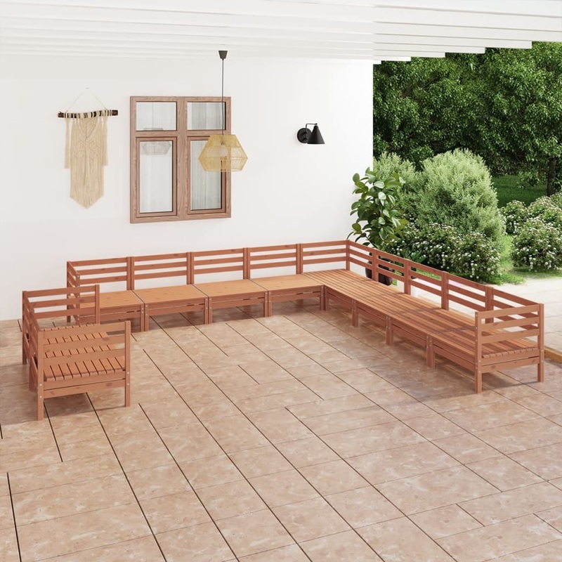 Berkfield 11 Piece Garden Lounge Set Solid Wood Pine Honey Brown