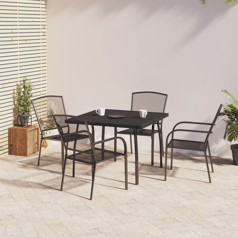 Berkfield 5 Piece Garden Dining Set Anthracite Steel