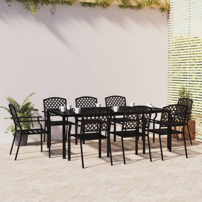 Berkfield 9 Piece Garden Dining Set Anthracite Steel