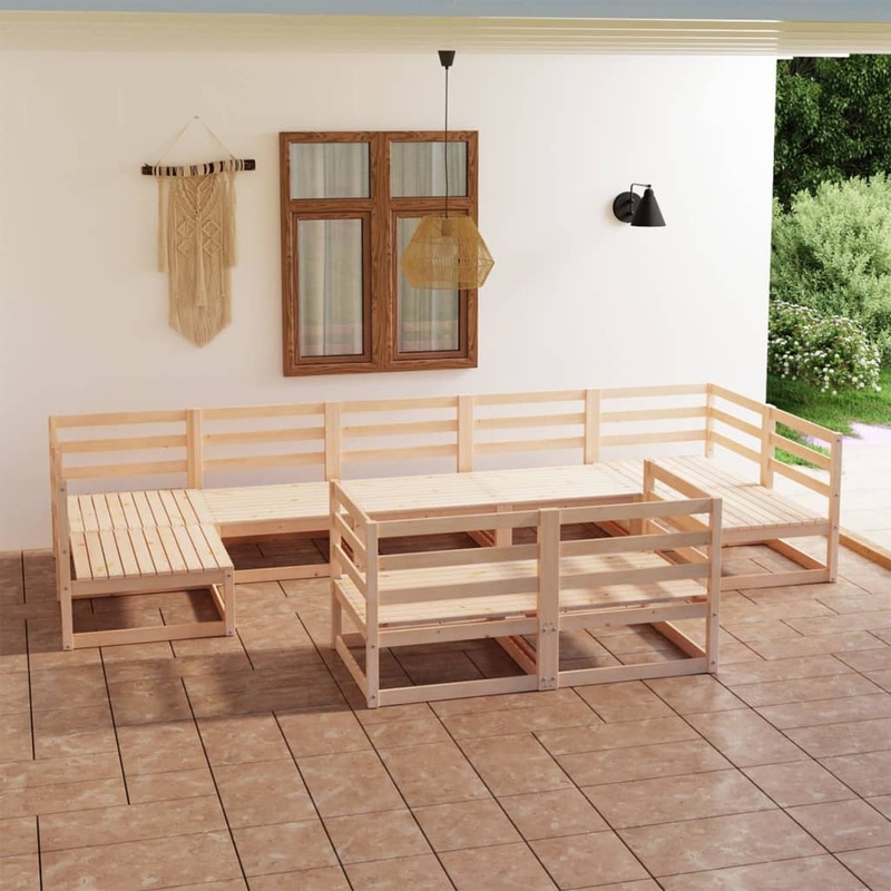 Berkfield 9 Piece Garden Lounge Set Solid Pinewood