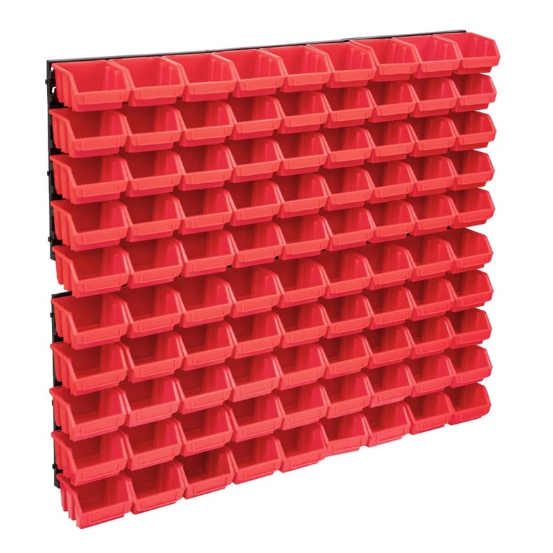 Berkfield 96 Piece Storage Bin Kit with Wall Panels Red and Black