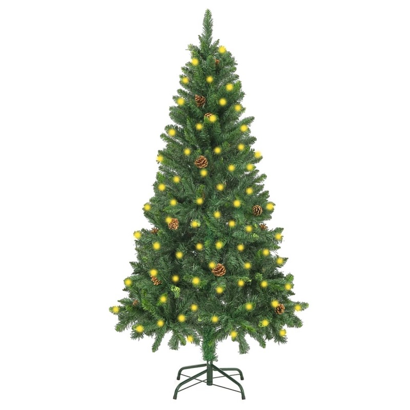 Berkfield Artificial Christmas Tree with LEDs&Pine Cones Green 150 cm