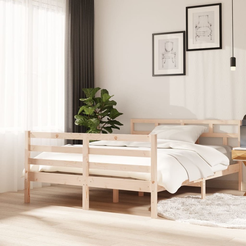 Berkfield Bed Frame Solid Wood Pine 140×190 cm