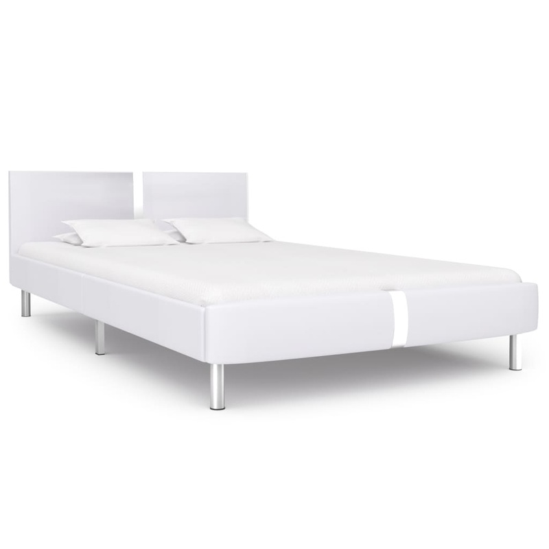 Berkfield Bed Frame White Faux Leather 135×190 cm 4FT6 Double