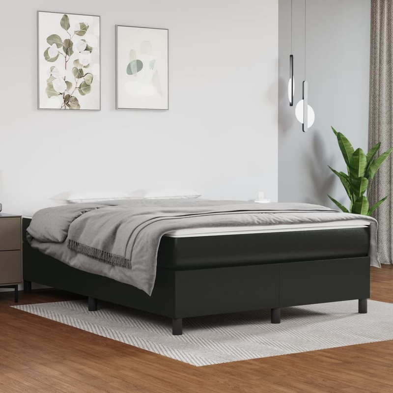 Berkfield Box Spring Bed Frame Black 135×190 cm 4FT6 Double Faux Leather