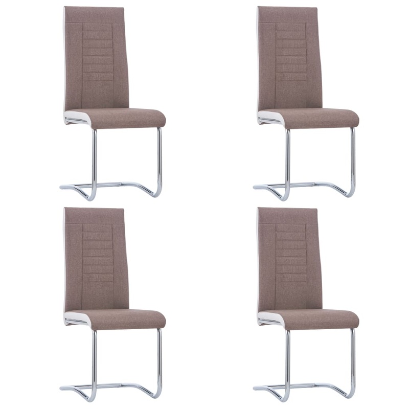 Berkfield Cantilever Dining Chairs 4 pcs Brown Fabric