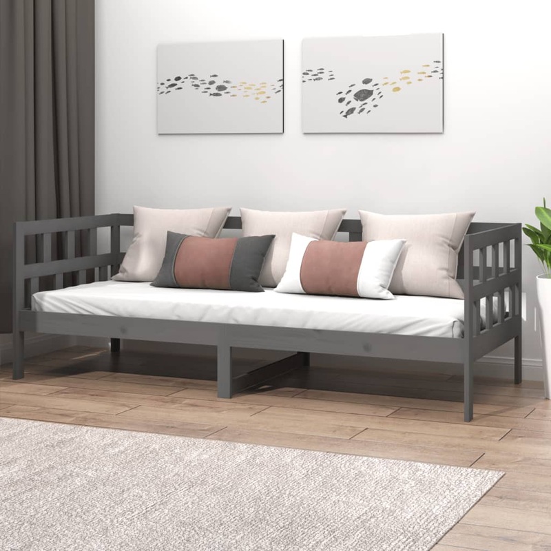 Berkfield Day Bed Grey Solid Wood Pine 90×200 cm