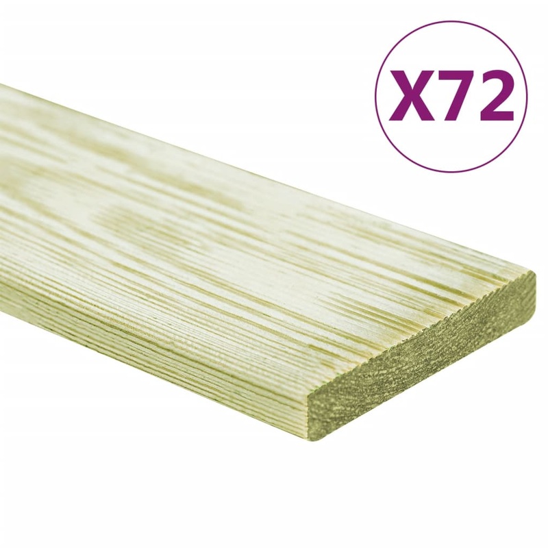 Berkfield Decking Boards 72 pcs 8.64 m__ 1m Impregnated Solid Wood Pine