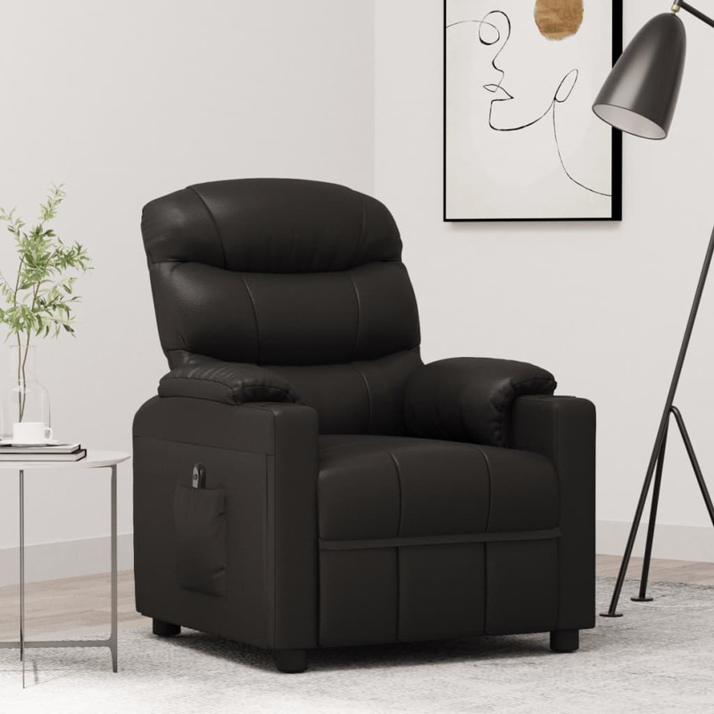 Berkfield Electric Recliner Chair Black Faux Leather