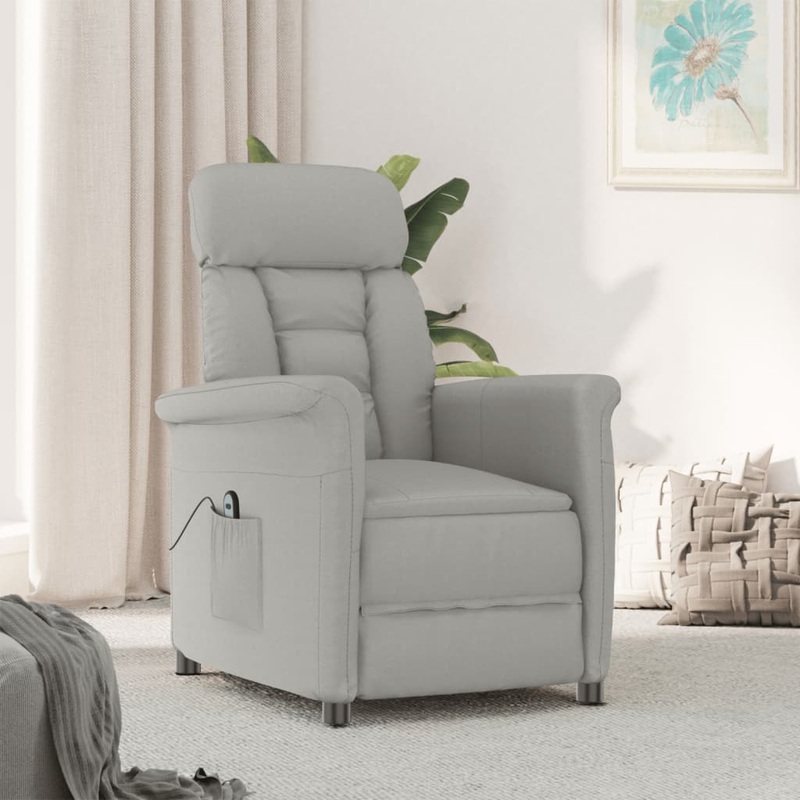 Berkfield Electric Recliner Chair Light Grey Microfiber Fabric