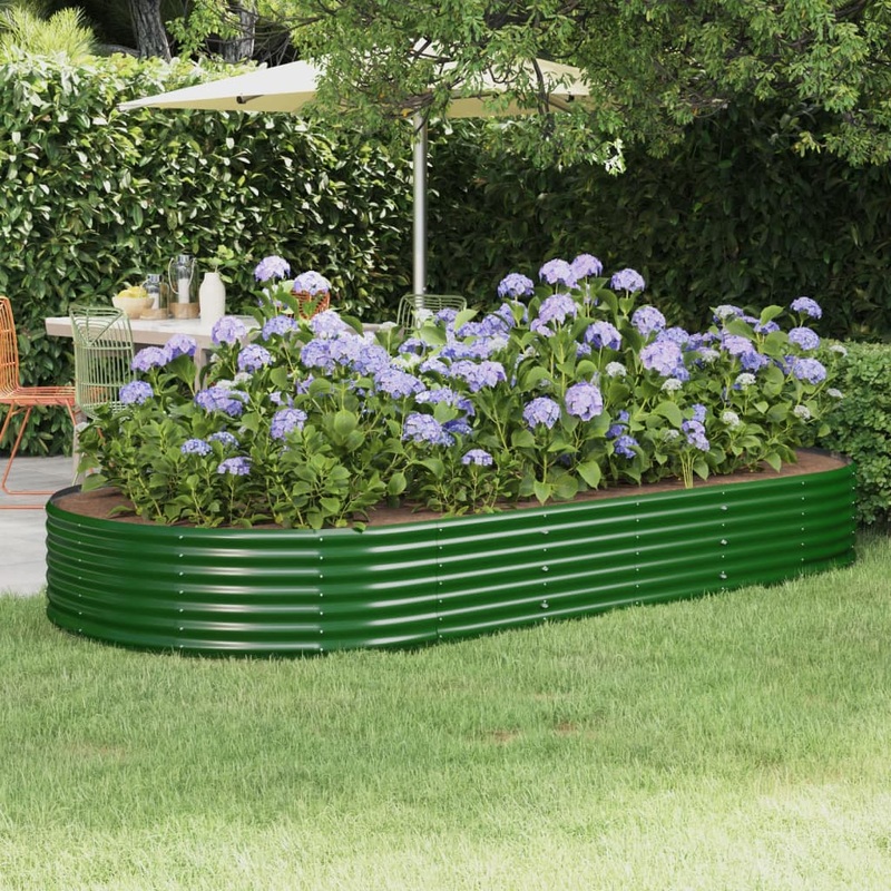 Berkfield Garden Raised Bed Powder-coated Steel 296x140x36 cm Green