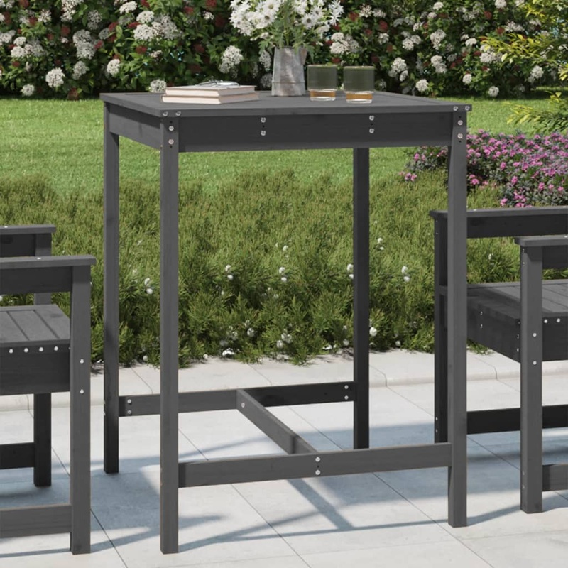 Berkfield Garden Table Grey 82.5×82.5×110 cm Solid Wood Pine