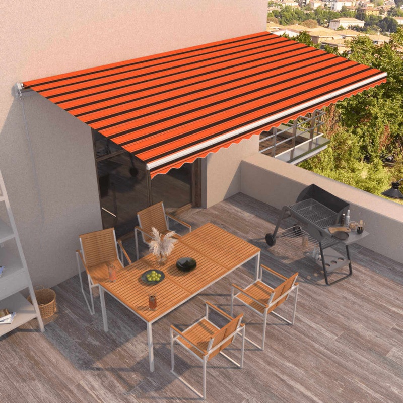 Berkfield Manual Retractable Awning 600×350 cm Orange and Brown