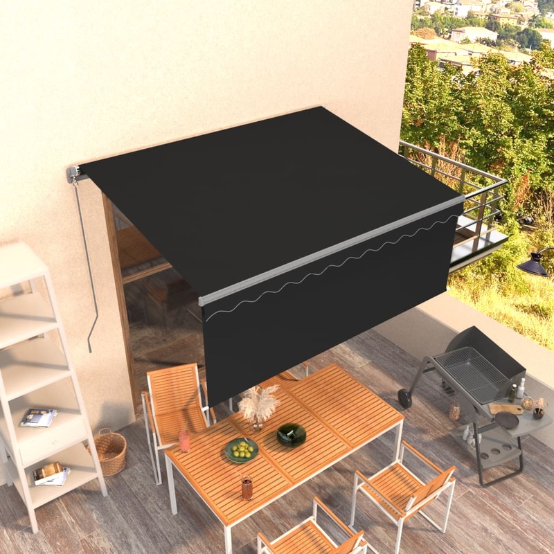 Berkfield Manual Retractable Awning with Blind 3.5×2.5m Anthracite