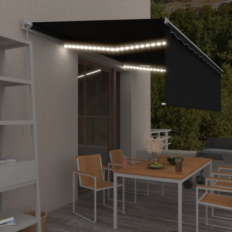 Berkfield Manual Retractable Awning with Blind&LED 5x3m Anthracite