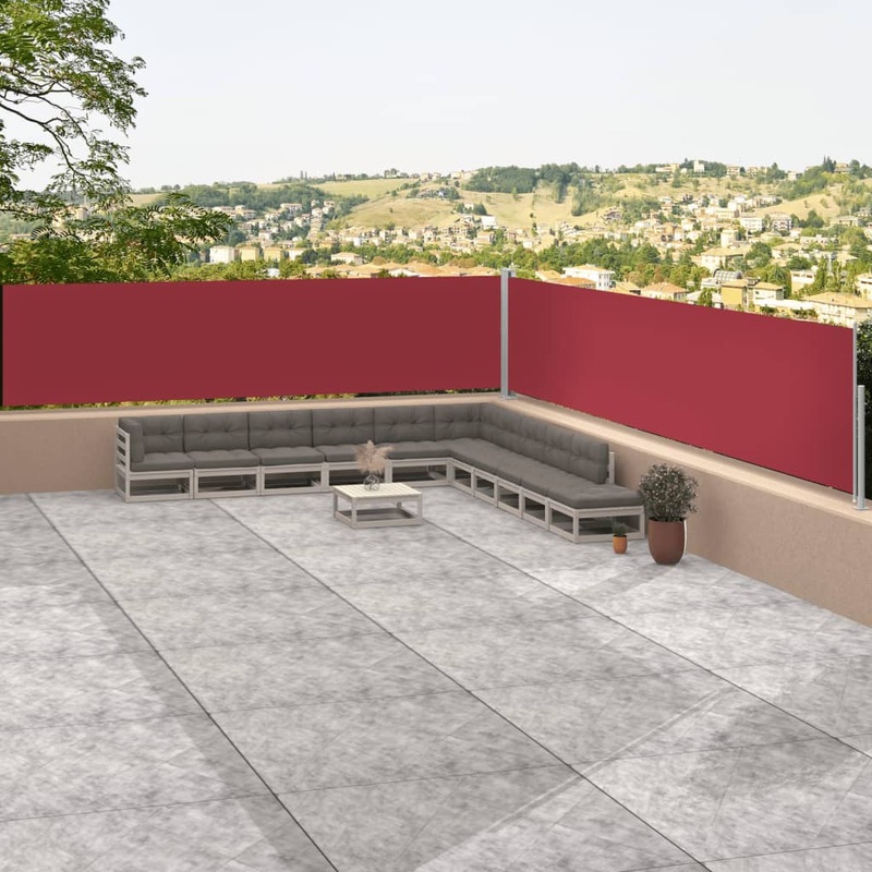 Berkfield Retractable Side Awning Red 117×1200 cm