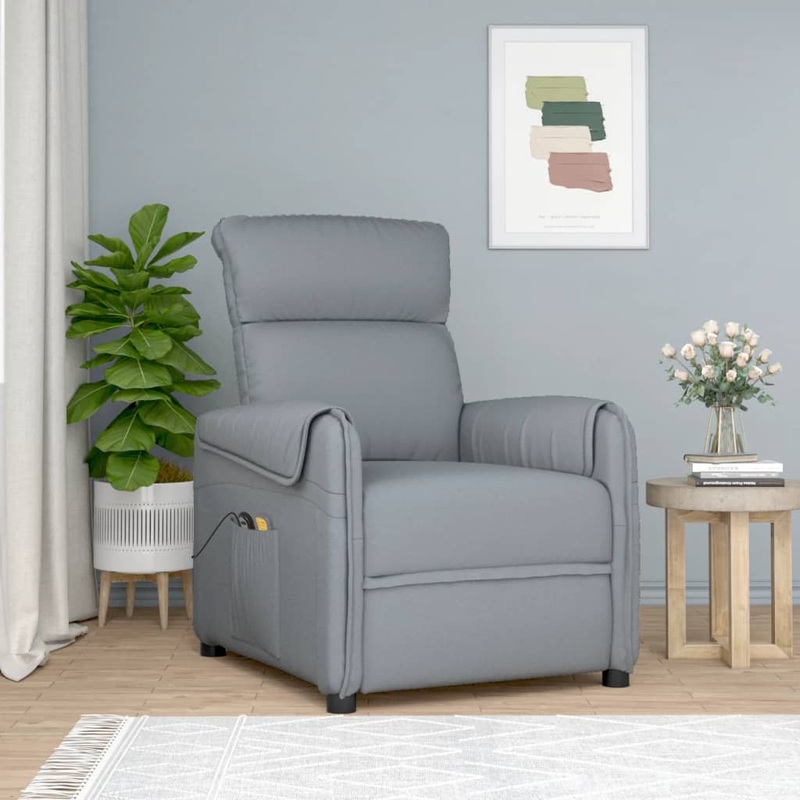 Berkfield Stand up Massage Chair Light Grey Fabric
