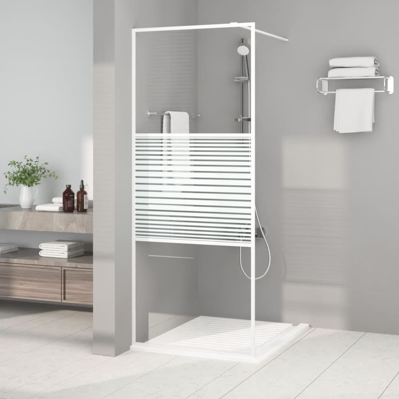 Berkfield Walk-in Shower Wall White 80×195 cm Clear ESG Glass