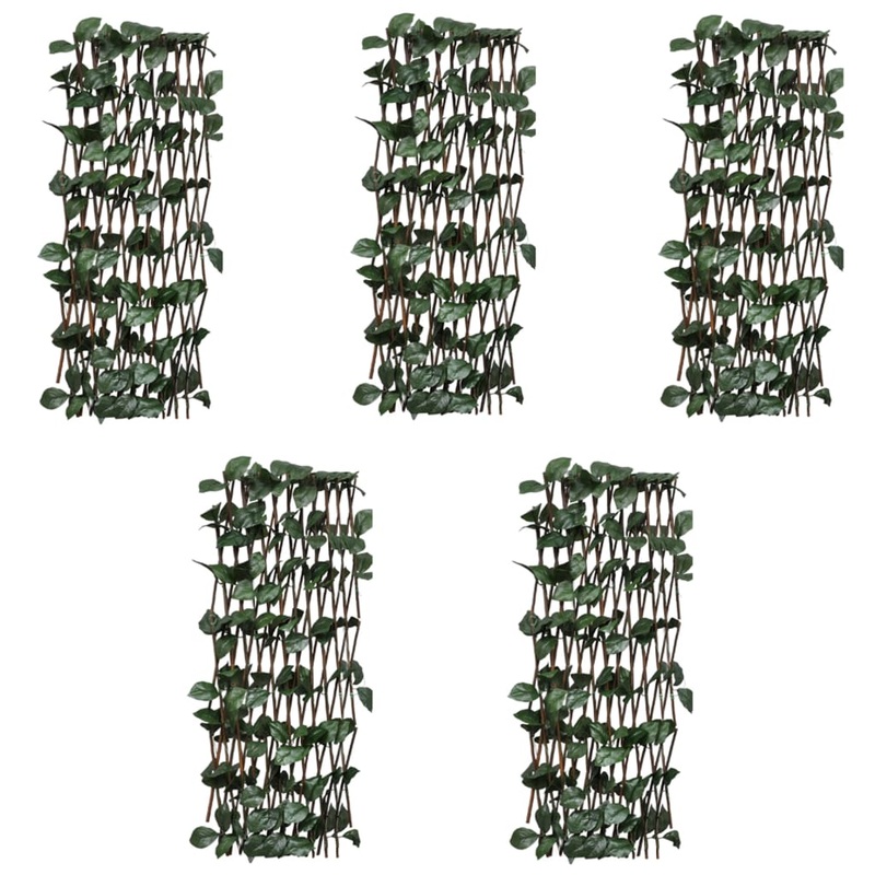 Berkfield Willow Trellis Fences 5 pcs with Artificial Leaves 180×60 cm