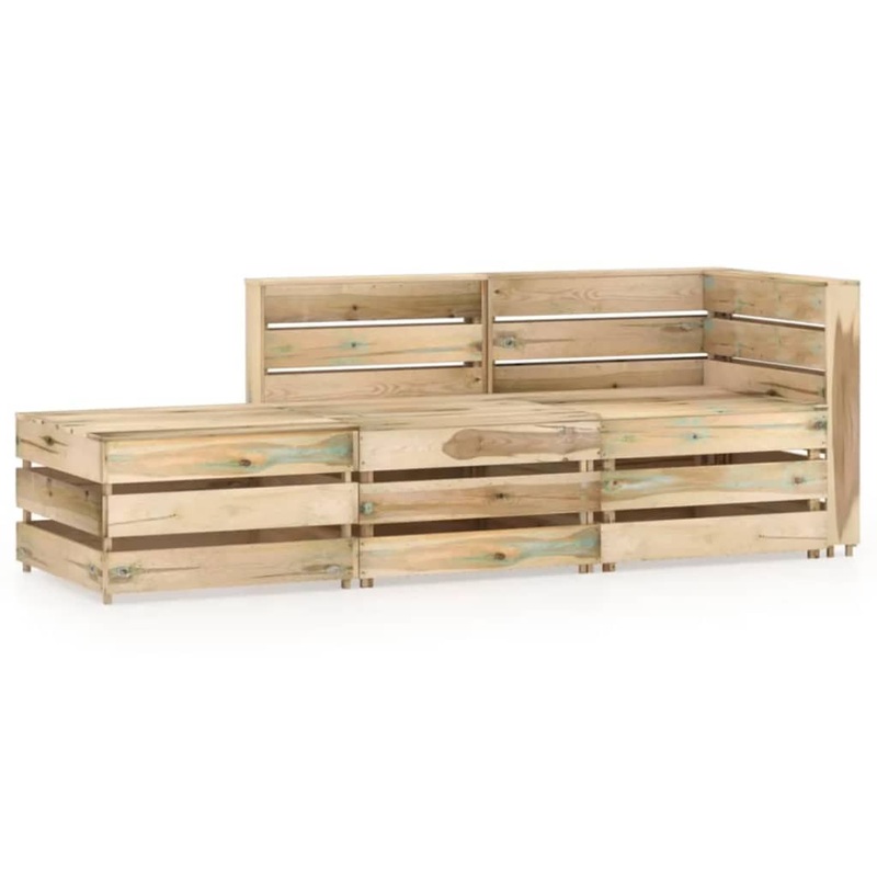 Berkfield 3 Piece Garden Lounge Set Green Impregnated Pinewood