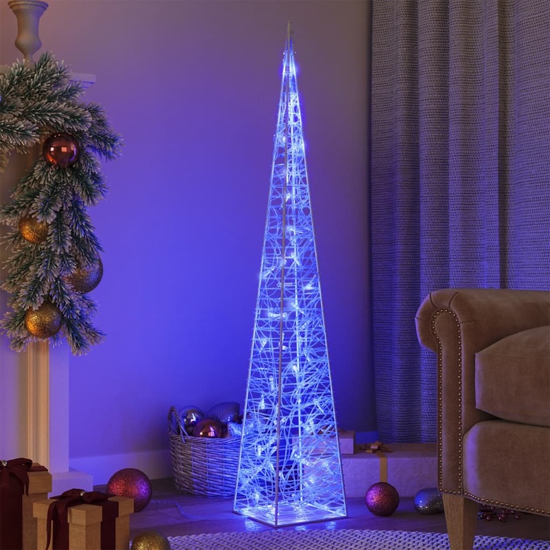 Berkfield Acrylic Decorative LED Light Cone Blue 120 cm