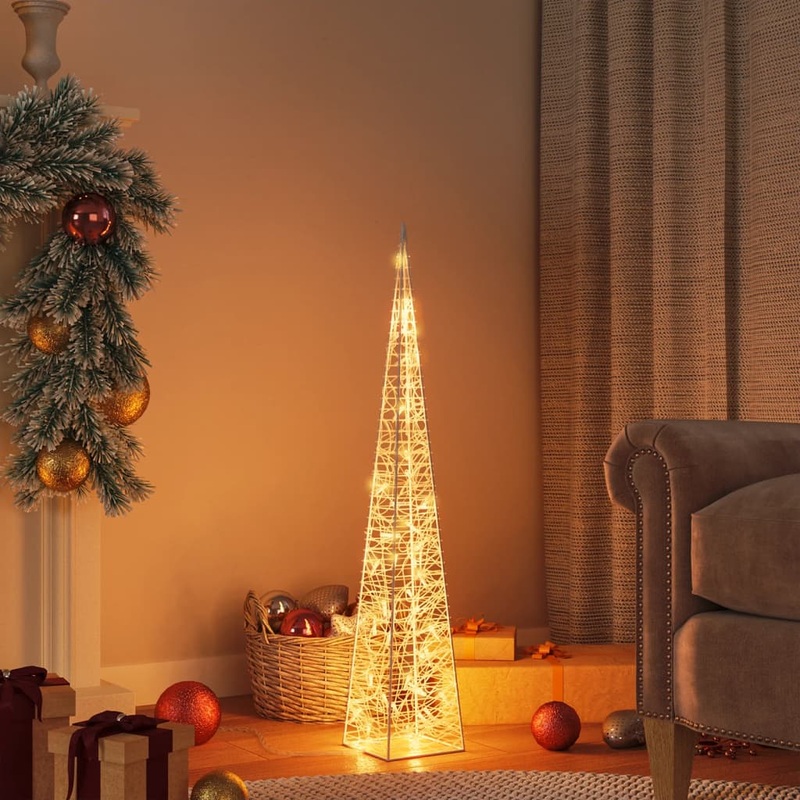 Berkfield Acrylic Decorative LED Light Cone Warm White 90 cm