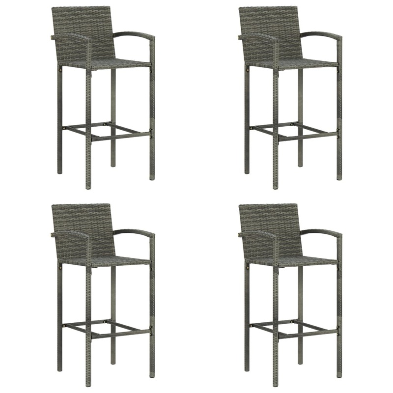 Berkfield Bar Stools 4 pcs Grey Poly Rattan