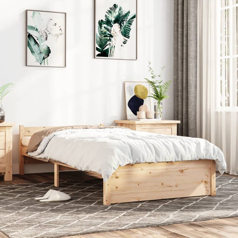 Berkfield Bed Frame 75×190 cm Small Single Solid Wood