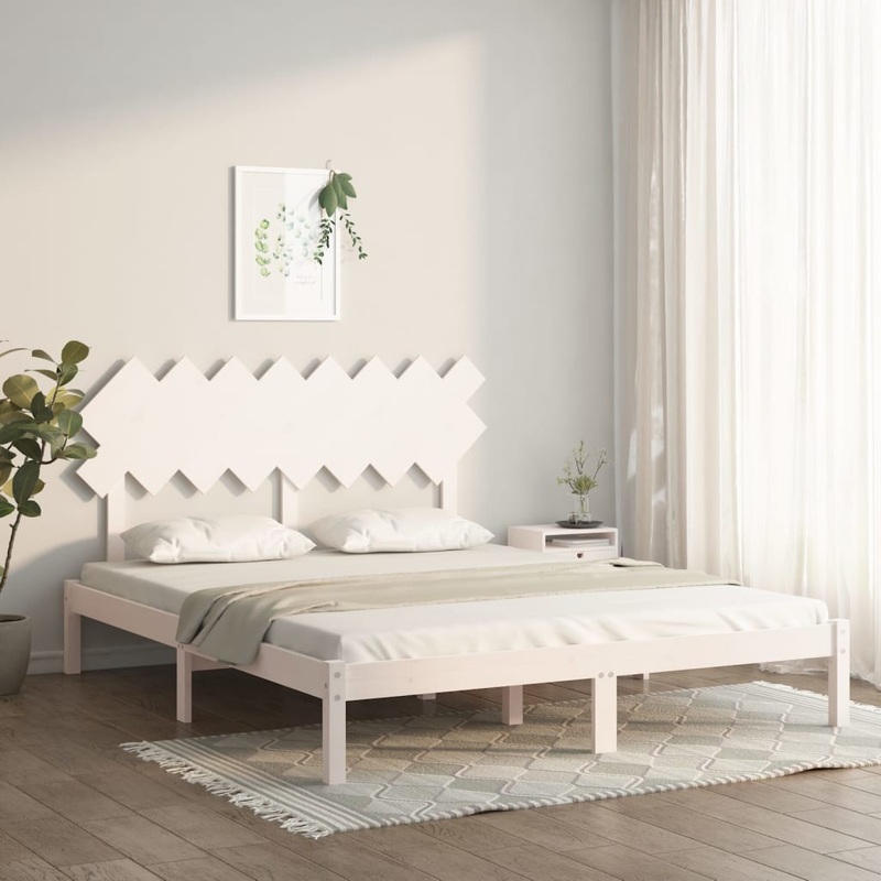 Berkfield Bed Frame White 160×200 cm Solid Wood