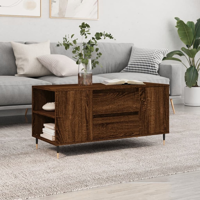 Berkfield Coffee Table Brown Oak 102×44.5×50 cm Engineered Wood