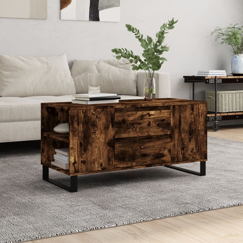 Berkfield Coffee Table Smoked Oak 102×44.5×50 cm Engineered Wood