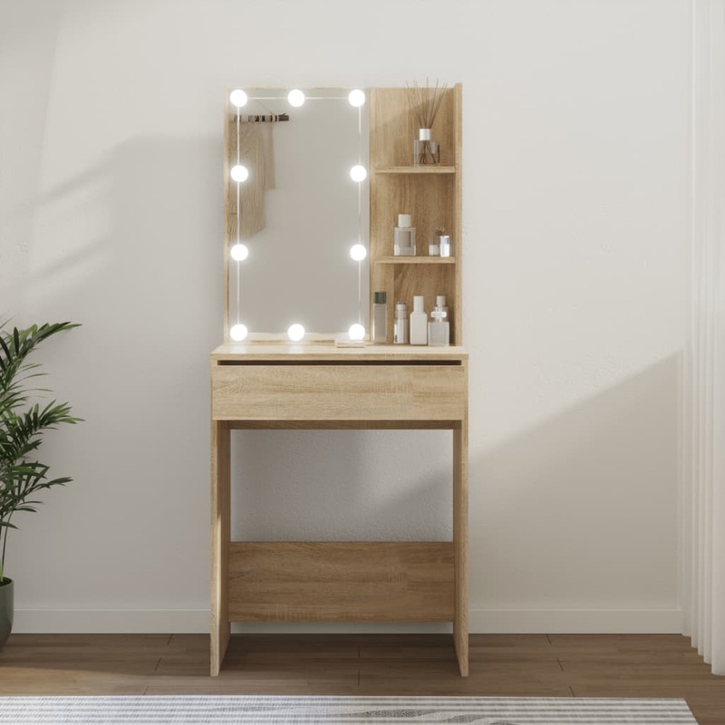 Berkfield Dressing Table with LED Sonoma Oak 60x40x140 cm