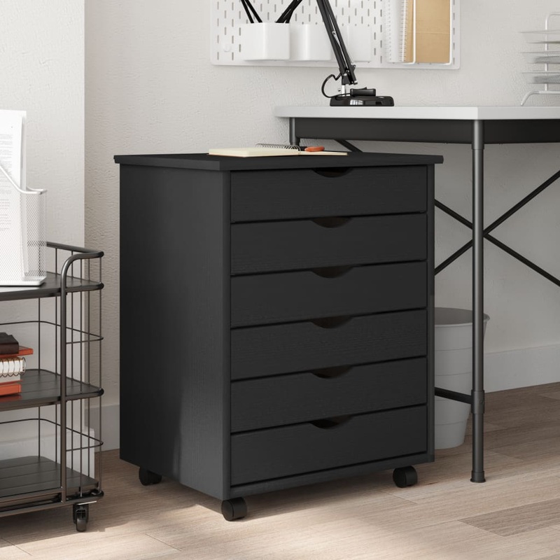 Berkfield Rolling Cabinet with Drawers MOSS Grey Solid Wood Pine