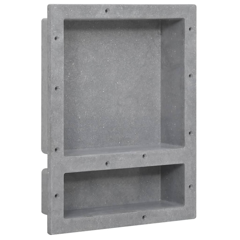 Berkfield Shower Niche with 2 Compartments Matt Grey 41x51x10 cm