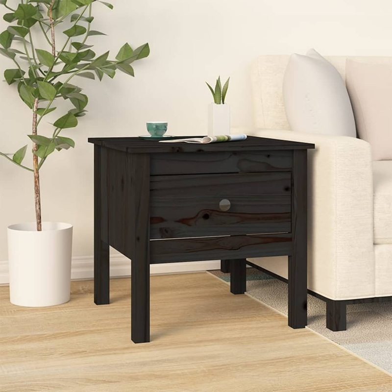 Berkfield Side Table Black 50x50x49 cm Solid Wood Pine