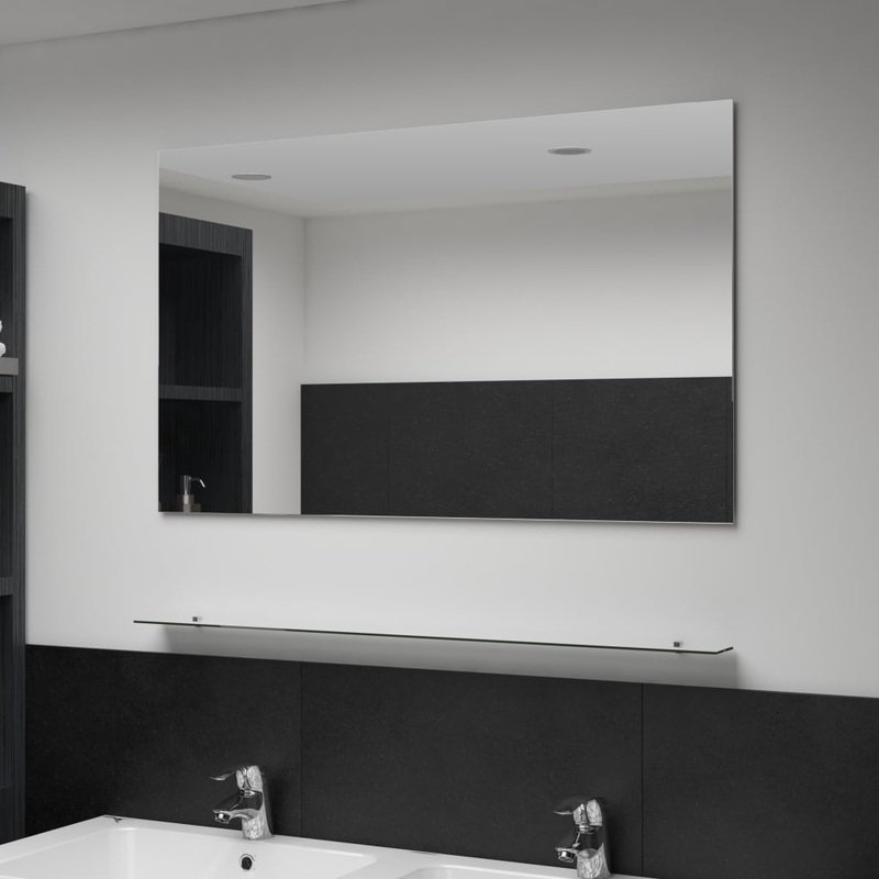Berkfield Wall Mirror with Shelf 100×60 cm Tempered Glass