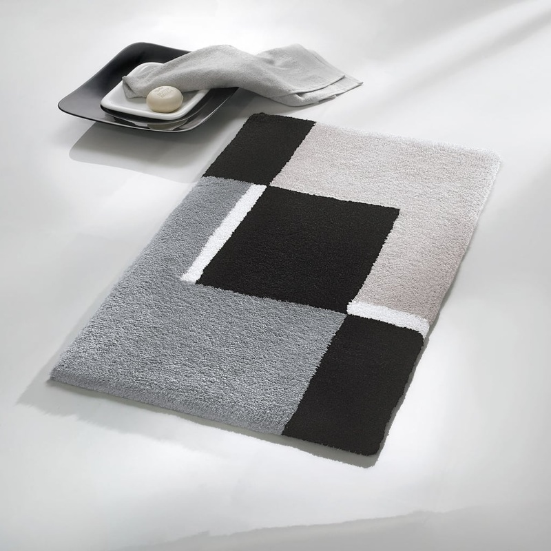 Kleine Wolke Bath Rug Dakota Platinum 60×90 cm Grey and Black