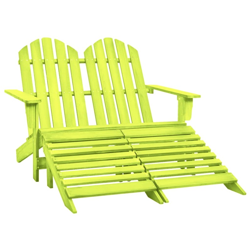 Berkfield 2-Seater Garden Adirondack Chair&Ottoman Fir Wood Green