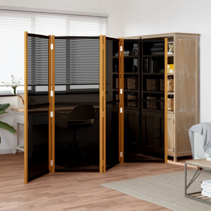 Berkfield 4-Panel Room Divider Black 280×180 cm