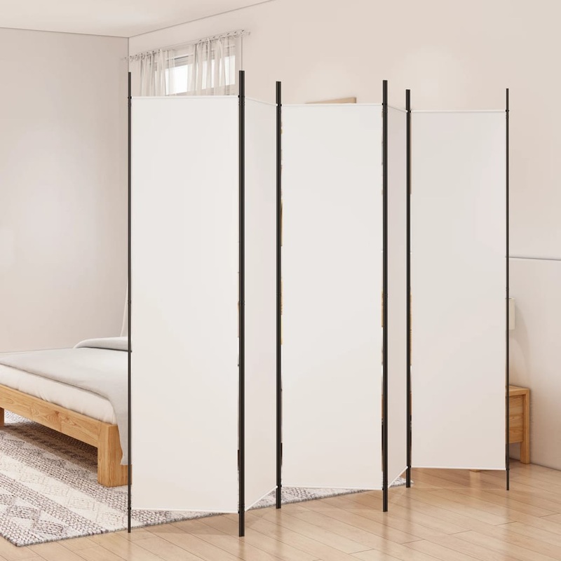 Berkfield 5-Panel Room Divider White 250×200 cm Fabric